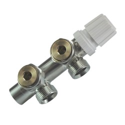 Riko thermostatisch 3/4" onderblok haaks links geborsteld staal