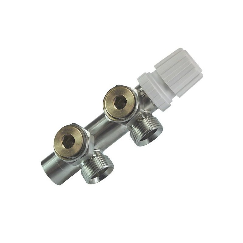 Riko thermostatisch 3/4" onderblok haaks links geborsteld staal