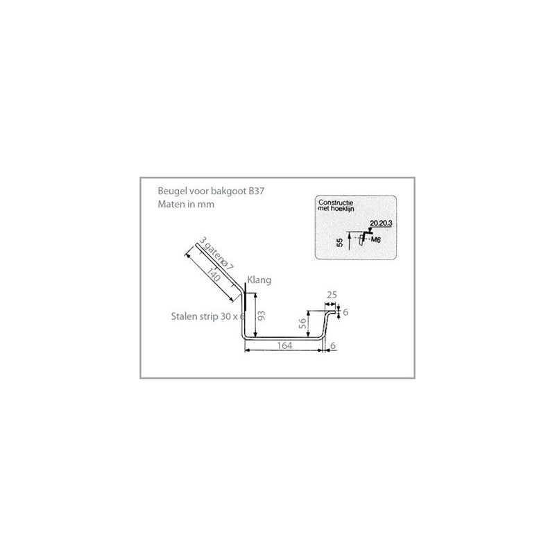 gootbeugel Klang+Lip 30x5mm 45 graden model 3 Bak 37
