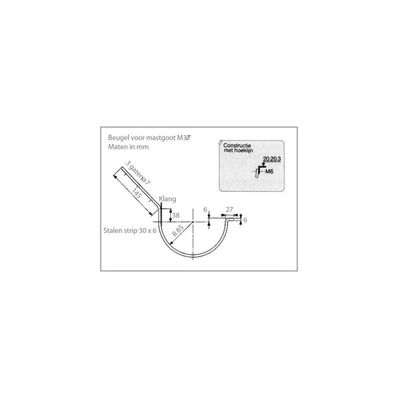 gootbeugel Klang+Lip 30x5mm 45 graden model 3 Mast 37