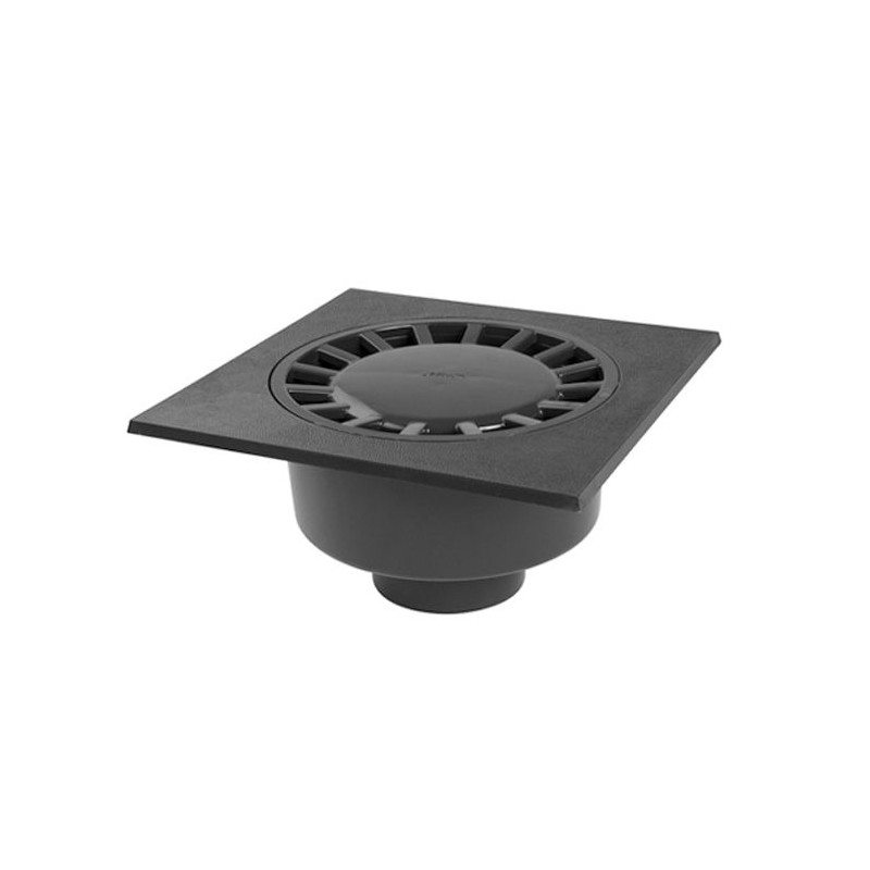 Nicoll Vloerput 150 x 150 mm onderuitlaat 50 mm donkergrijs