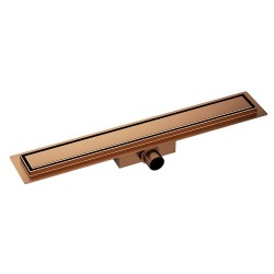 Wiesbaden douchegoot flens tegelrooster 100 x 7 cm geborst. koper PVD