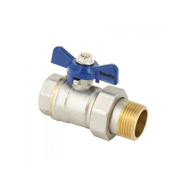 BONFIX Kogelkraan 3/4" - bi.dr. x koppeling bu.dr. blauwe vlindergreep