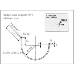 gootbeugel Klang+Lip 30x5mm 45 graden model 3 Mast 44