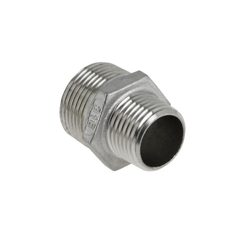 BONFIX RVS Verloopnippel 1" bu.dr. x 3/4" bu.dr.