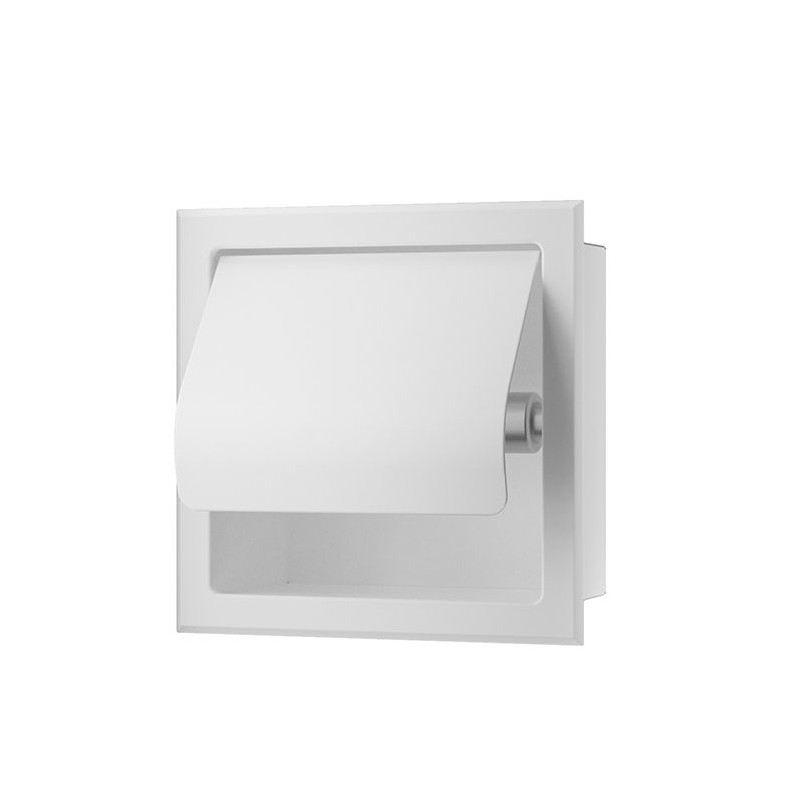 Rocko toiletrolhouder met klep inbouw mat wit