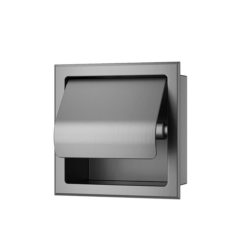 Rocko toiletrolhouder met klep inbouw gunmetal PVD
