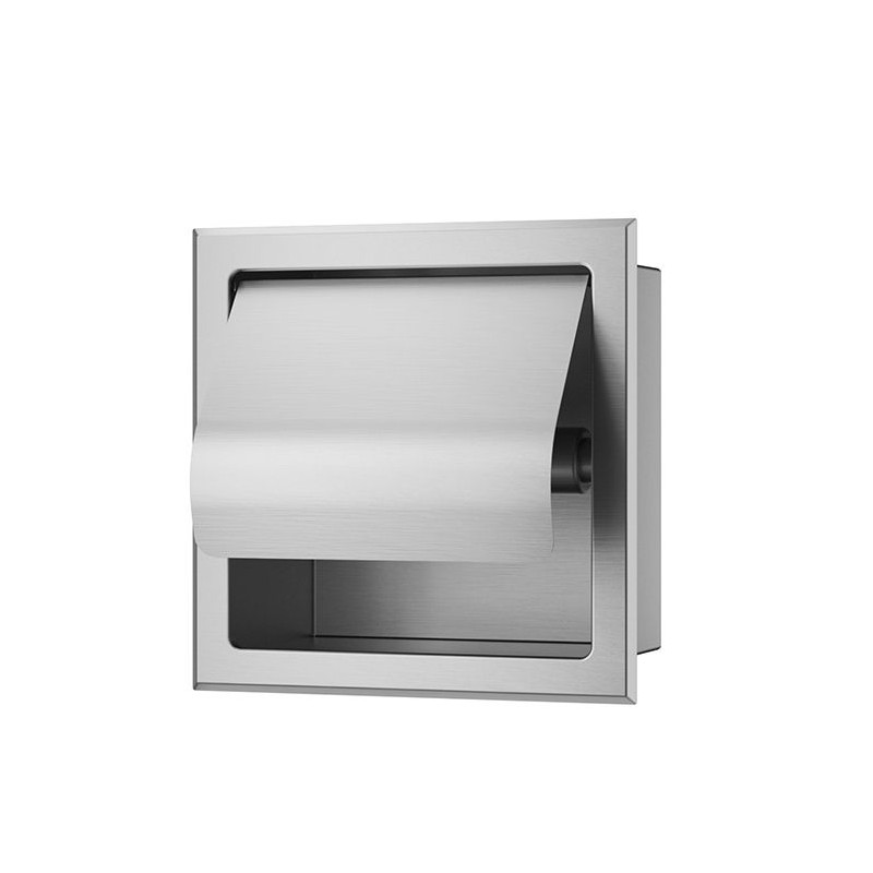 Rocko toiletrolhouder met klep inbouw RVS