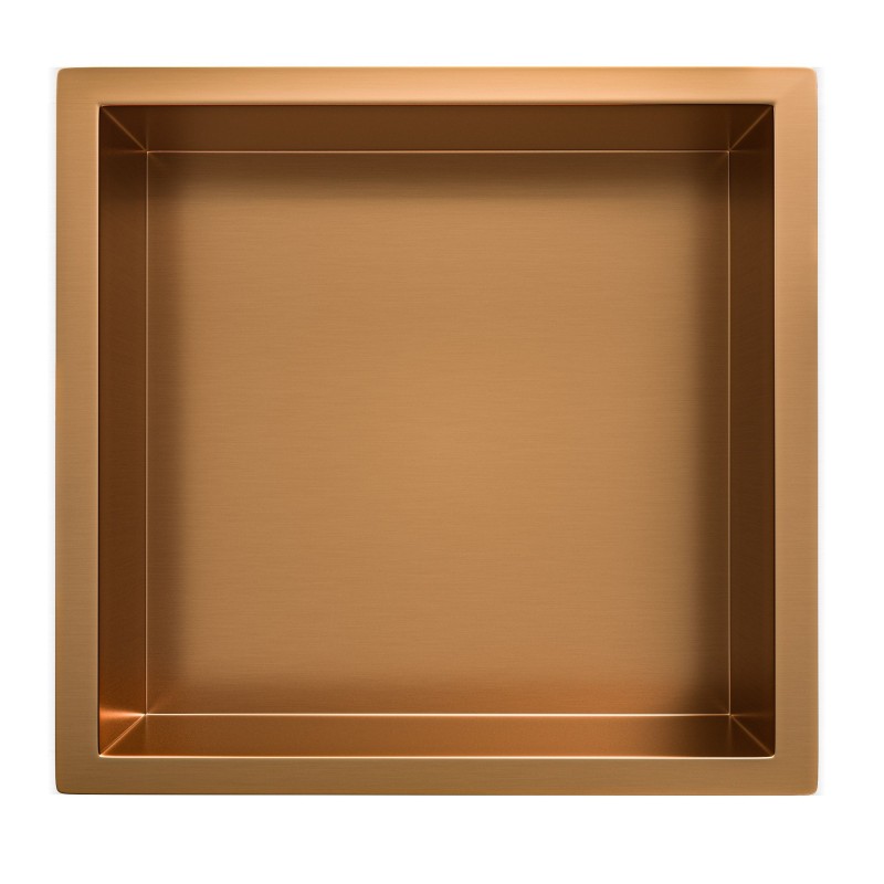 Demis inbouwnis 30 x 30 x 10 cm geborsteld brons koper PVD