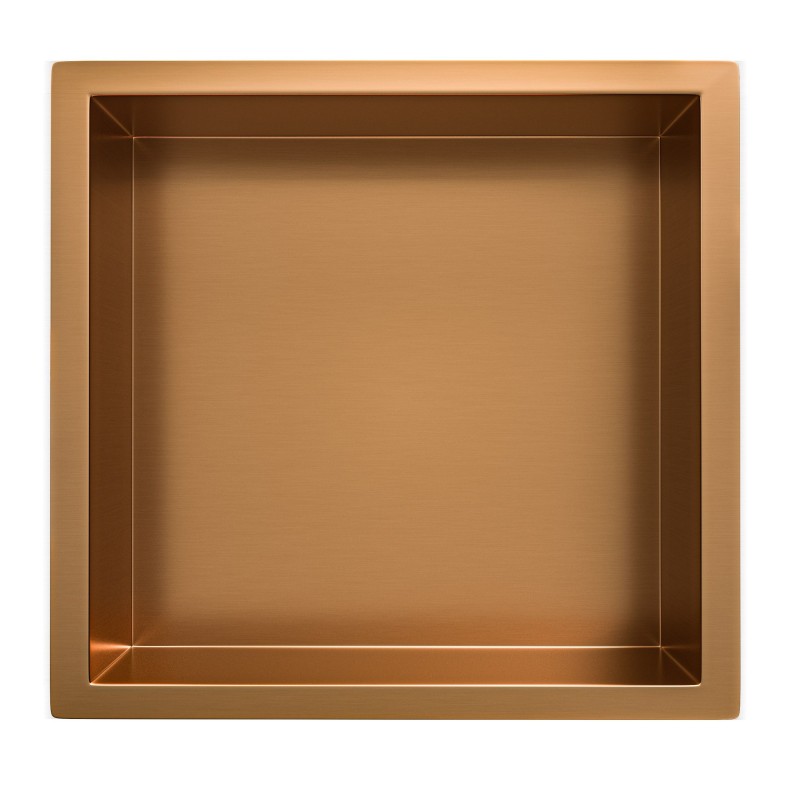 Demis inbouwnis 30 x 30 x 7 cm geborsteld brons koper PVD