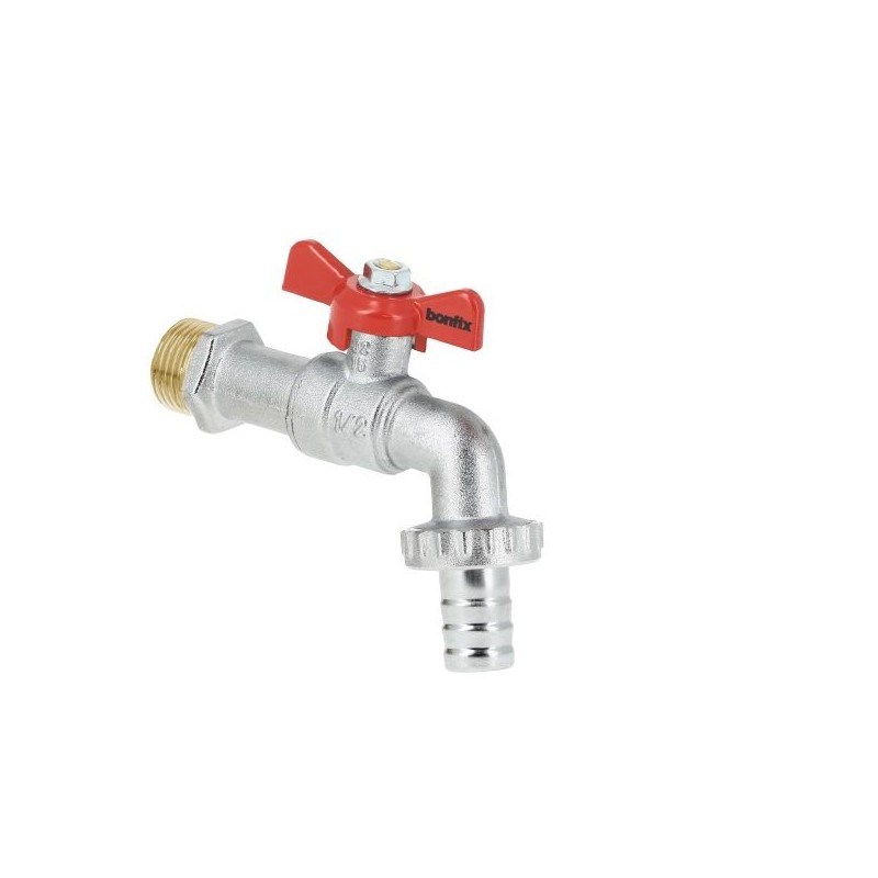 BONFIX Kogeltapkraan met slangaansluiting 1/2" vertind met vlinder