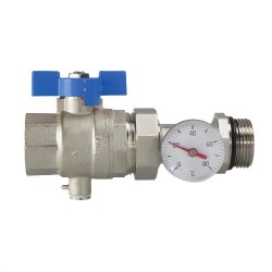 BONFIX Kogelkraan 1" x 1" met thermometer - blauwe vlindergreep