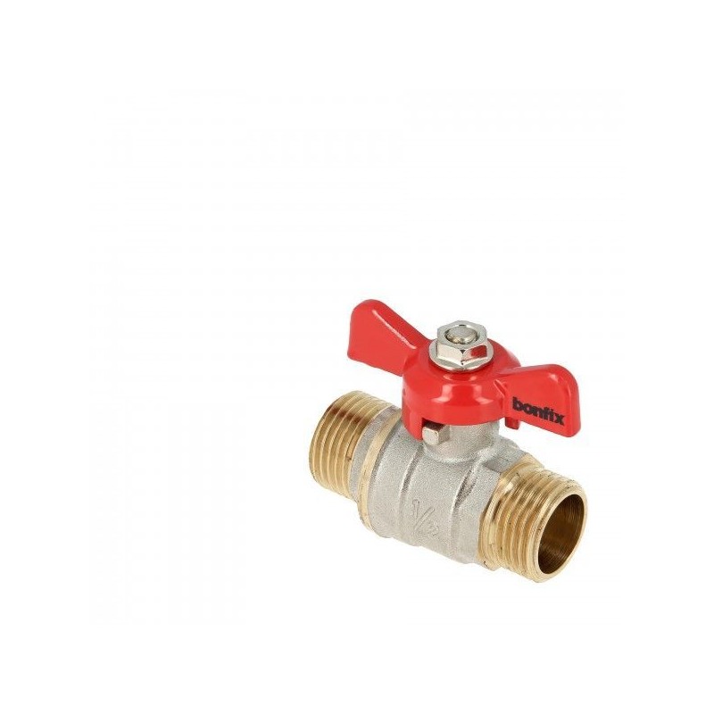 BONFIX Kogelkraan 1/2" - 2 x buitendraad - rode vlindergreep - PN25
