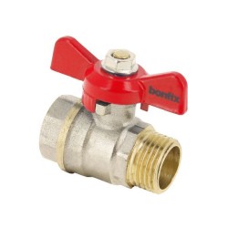 BONFIX Kogelkraan 3/4" - bi.dr. x bu.dr.- rode vlindergreep - PN25