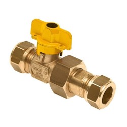 BONFIX Gaskogelkraan Knel messing 22 mm x koppeling 15 mm knel