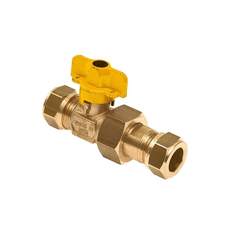 BONFIX Gaskogelkraan Knel messing 22 mm x koppeling 15 mm knel