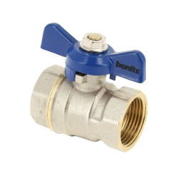 BONFIX Kogelkraan 3/4" - 2 x binnendraad - vlindergreep blauw - PN25