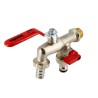 BONFIX Dubbele kogeltapkraan 1/2x3/4x3/4 met slangtule - rode hendel