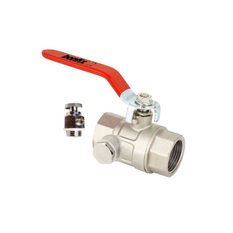 BONFIX Kogelkraan 1" - bi. x bi. - rode hendel - aftapper - PN30