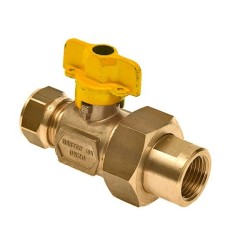 BONFIX Gaskogelkraan Knel messing 15 mm x koppeling 1/2" bi.dr.