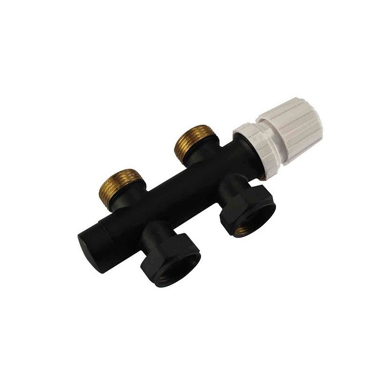 Riko thermostatisch 3/4" onderblok haaks recht - mat Zwart