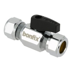 BONFIX Kogelstopkraan recht knel 12x12 (zwarte knop)