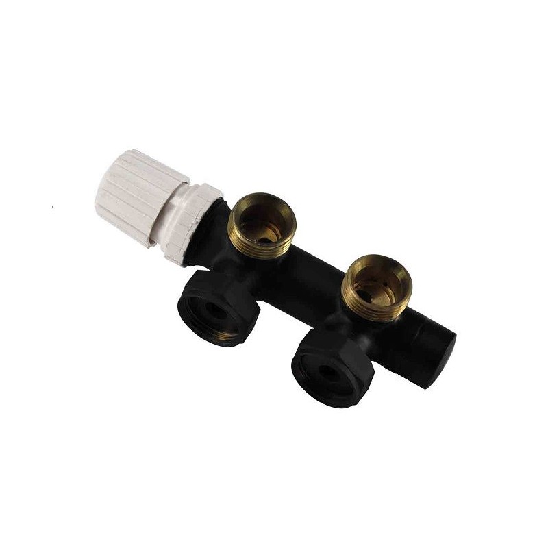 Riko thermostatisch 3/4" onderblok haaks links - mat zwart