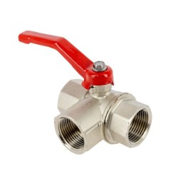 BONFIX Kogelkraan 3x bi.dr. L-Kogel 3/4" - rode hendel - PN16