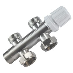 Riko thermostatisch 3/4" onderblok recht geborsteld staal