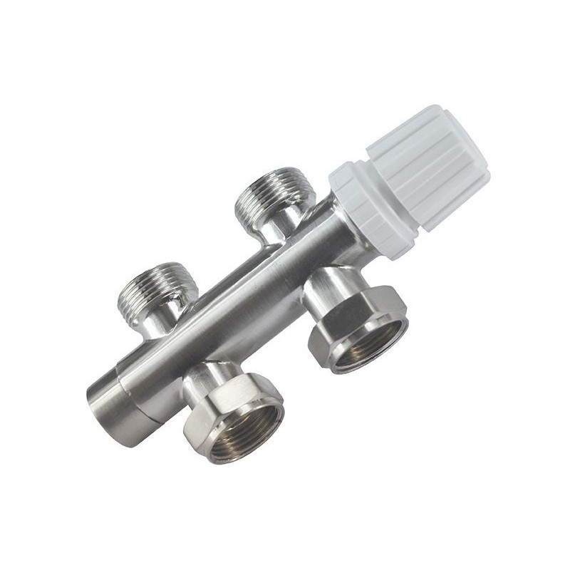 Riko thermostatisch 3/4" onderblok recht geborsteld staal