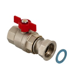 BONFIX Kogelkraan 1" bi.dr.  x 1" wartel - rode vlindergreep
