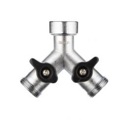 Geka Plus - chroom 2-w. verdeelblok afsluiter wartel 3/4 + 2x bu.dr.