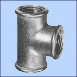zwart malleable T-stuk nr.130 bi.dr. 1/4"