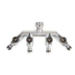 Geka Plus - 4-weg verdeelblok met afsluiter wartel 3/4 en 4x plug