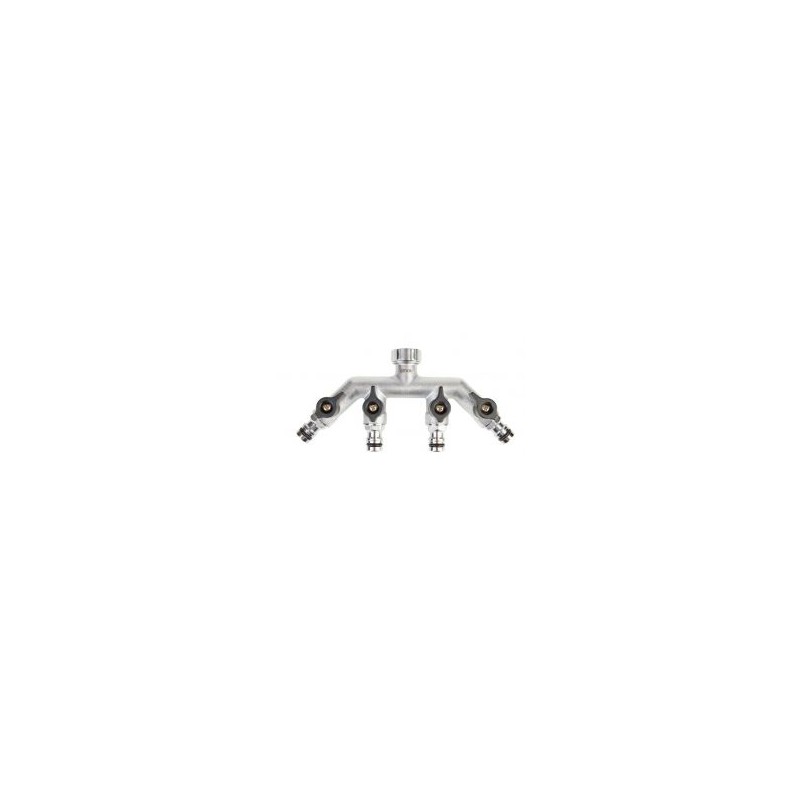 Geka Plus - 4-weg verdeelblok met afsluiter wartel 3/4 en 4x plug