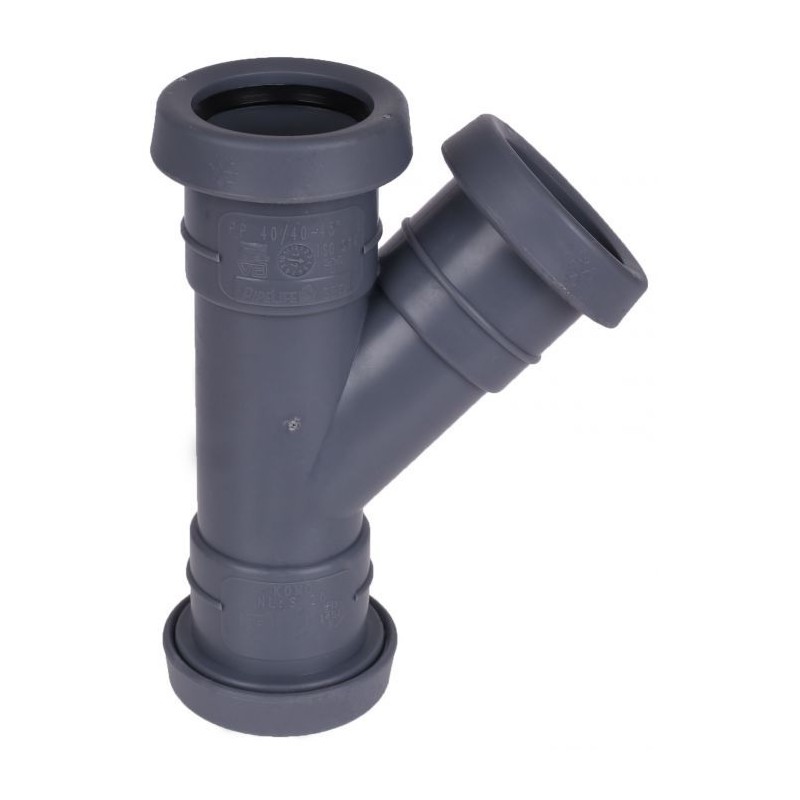Pipelife TopFit T-stuk 50 x 50 mm 45gr. 3xMof grijs