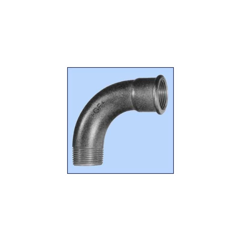 zwart malleable lange bocht nr1. bi.dr x bt.dr. 1/2"