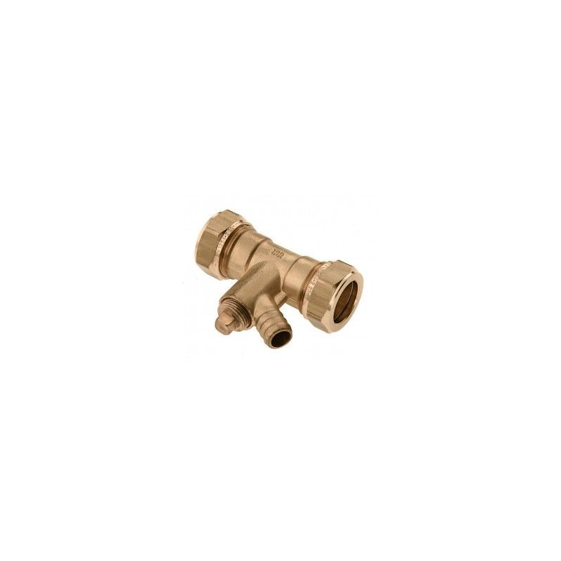 BONFIX Knel messing rechte koppeling met aftap 15 x 15 mm