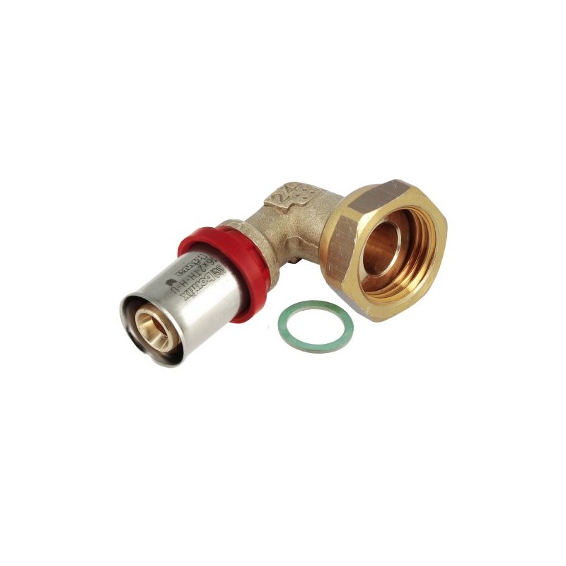 BONFIX Alu-pers 2-delige kniekoppeling vl. dichting 1/2" bi. x 16 mm