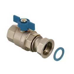 BONFIX Kogelkraan 1" bi.dr.  x 1" wartel - blauwe vlindergreep