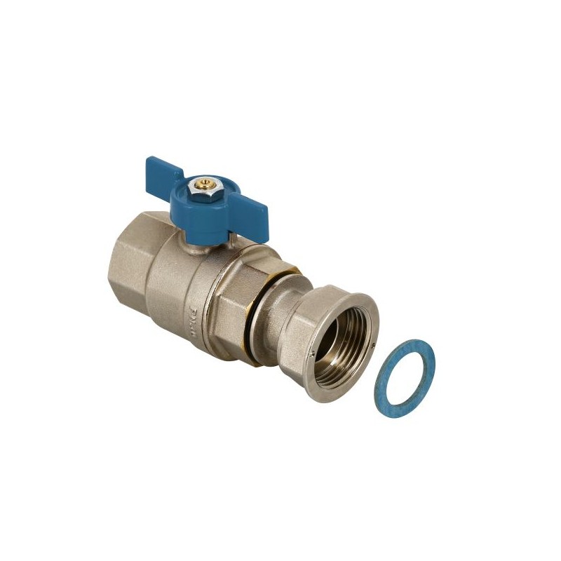 BONFIX Kogelkraan 1" bi.dr.  x 1" wartel - blauwe vlindergreep
