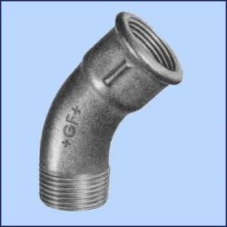 zwart malleable bocht 45gr. bix bt 5/4" nr 40