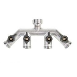 Geka Plus - 4-weg verdeelblok met afsluiter wartel 3/4 en 4x bu.dr.