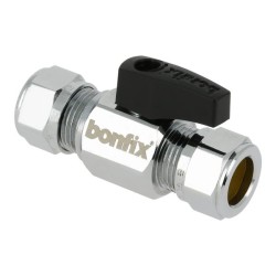 BONFIX Kogelstopkraan recht knel 22x22 (zwarte knop)