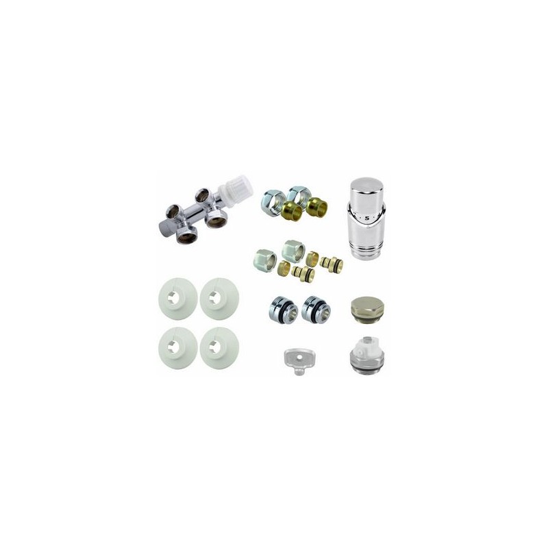 Riko onderblok set 16x2 + 15 knel haaks rechts - chroom