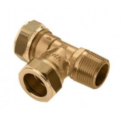 BONFIX Knel messing T-stuk 28 x 28 x  1" bu.dr. 