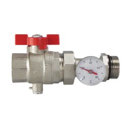 BONFIX Kogelkraan 1" x 1" met thermometer - rode vlindergreep