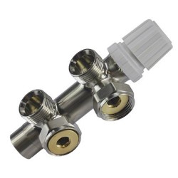 Riko thermostatisch 3/4" onderblok haaks rechts geborsteld staal