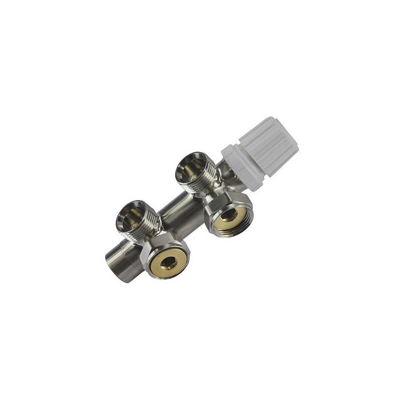 Riko thermostatisch 3/4" onderblok haaks rechts geborsteld staal