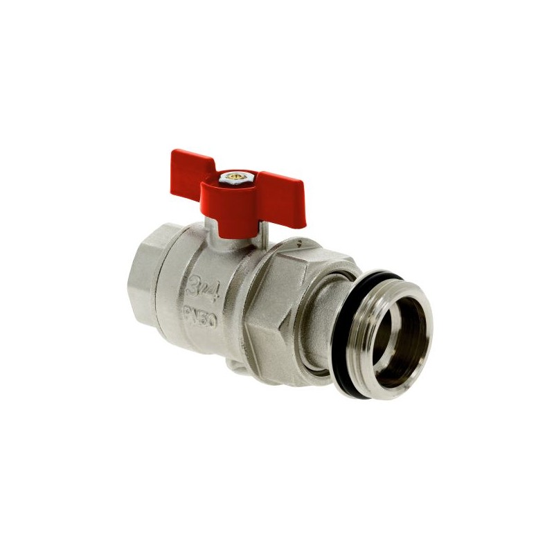 BONFIX Kogelkraan met staartstuk 3/4" x 1" - rode vlinderknop